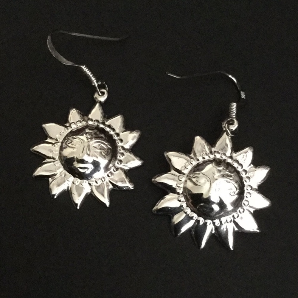 Celestial Sun Silver Earrings